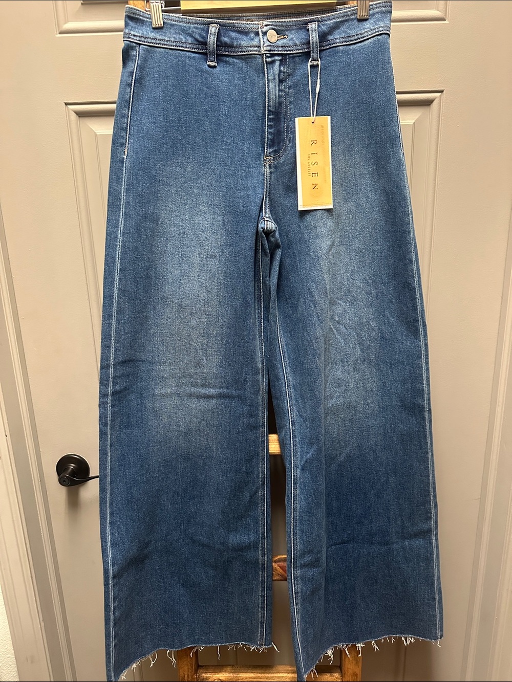 Risen Women's Wide-Leg Flare Jeans in Blue
